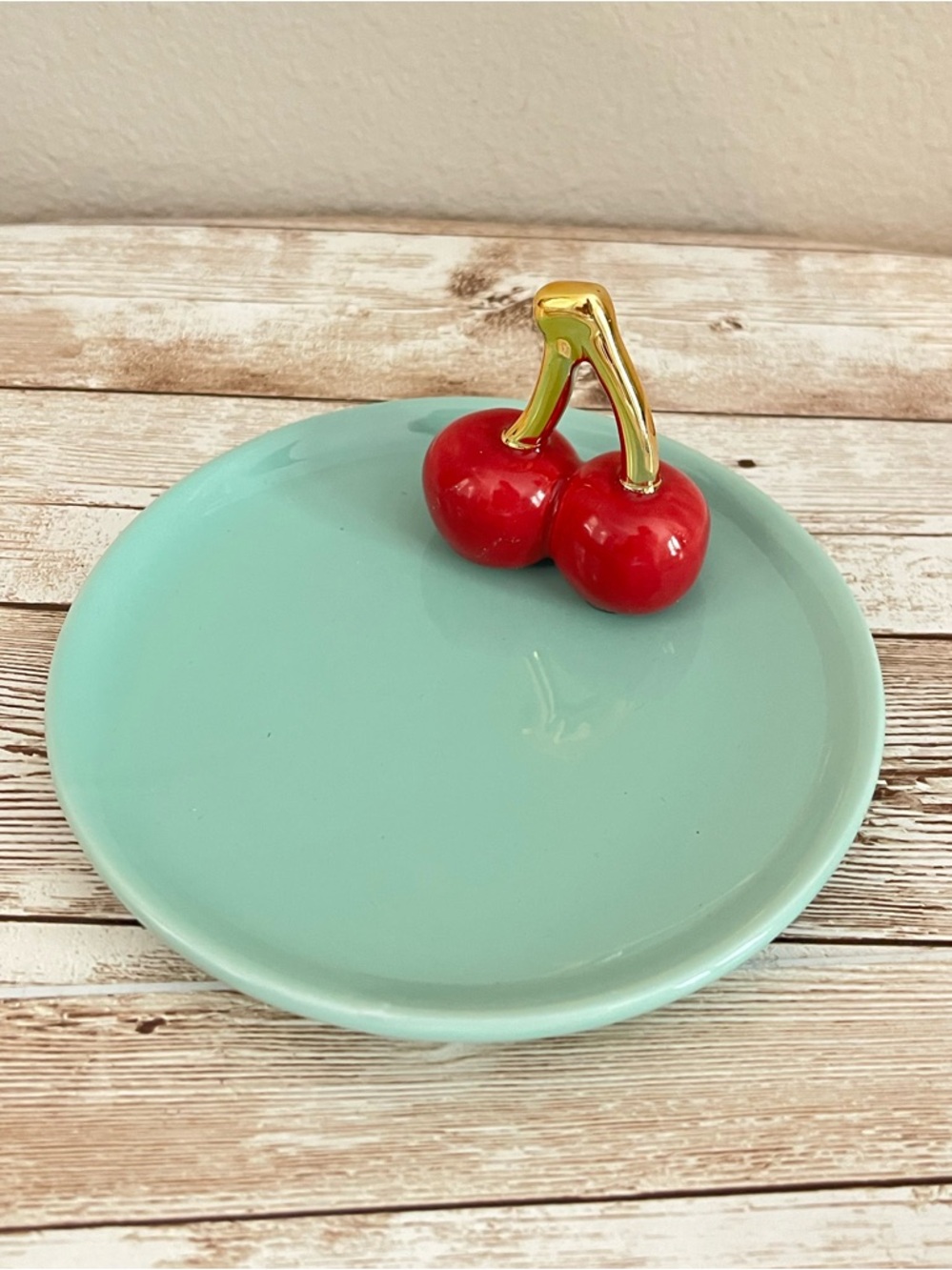Target Bullseye Trinket Teal Dish with Cherry 🌸